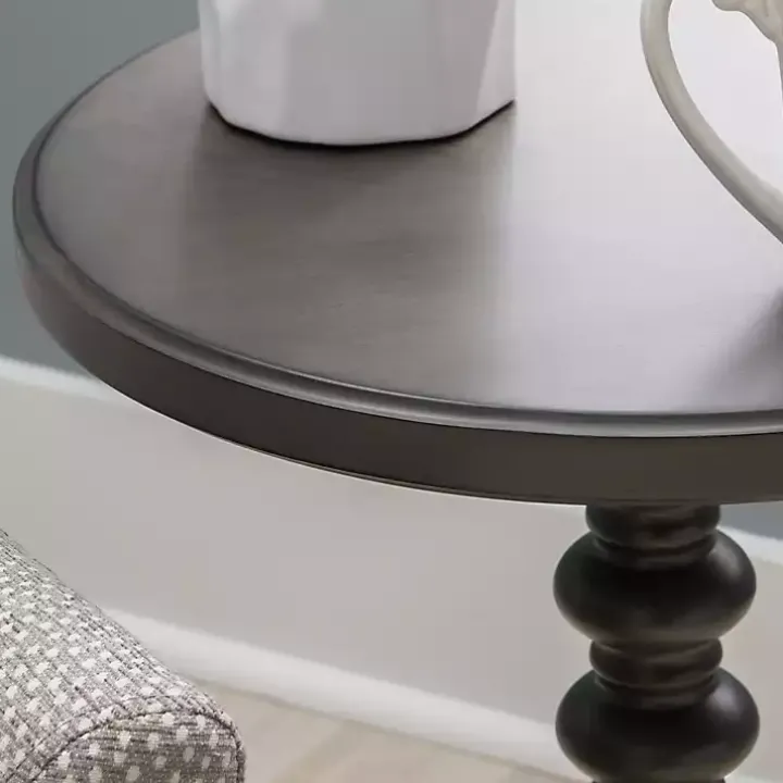 Gray Wood Spindle Side Table