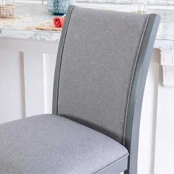 Gray Wood Upholstered Counter Stools, Set of 2