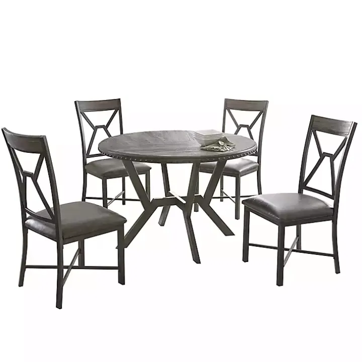 Gray Wood Upholstered 5-pc. Dining Set