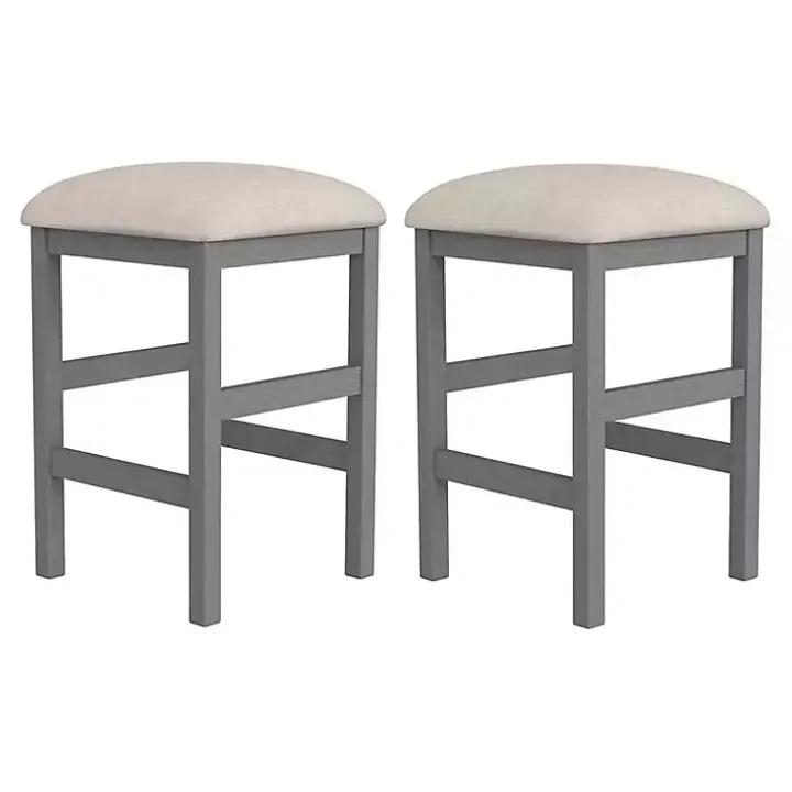 Gray Wood Upholstered Seat 2-pc. Counter Stool Set