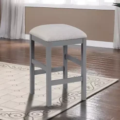 Gray Wood Upholstered Seat 2-pc. Counter Stool Set