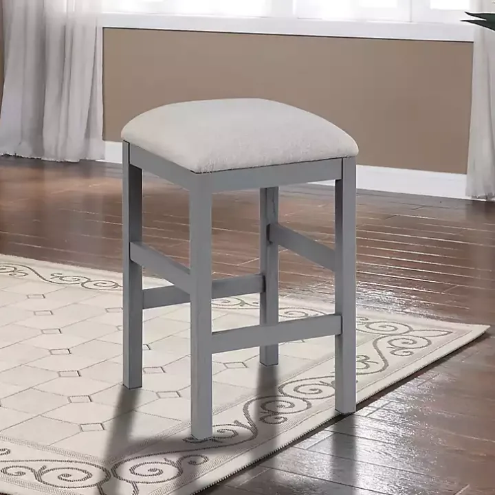 Gray Wood Upholstered Seat 2-pc. Counter Stool Set