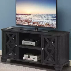 Gray Wood X Doors Media Cabinet