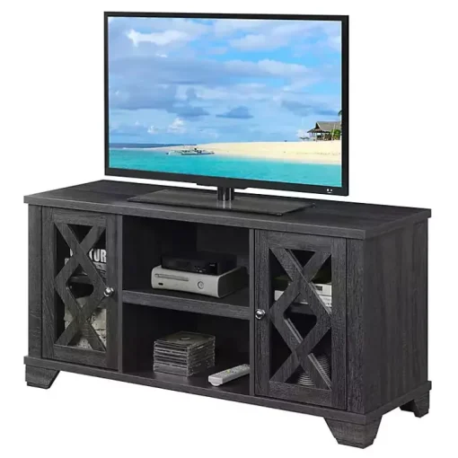 Gray Wood X Doors Media Cabinet