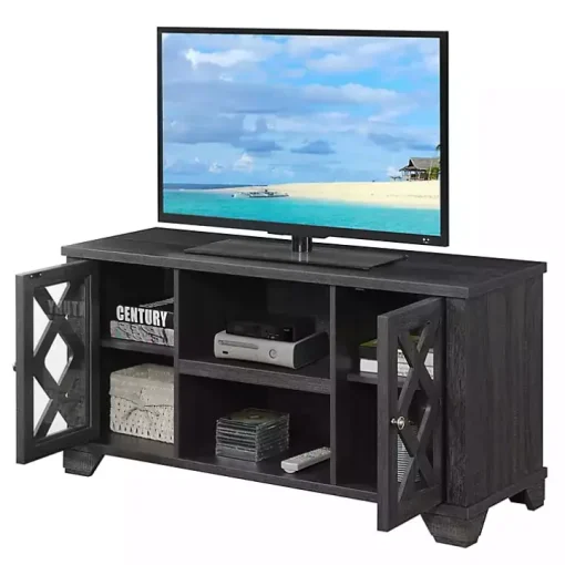 Gray Wood X Doors Media Cabinet