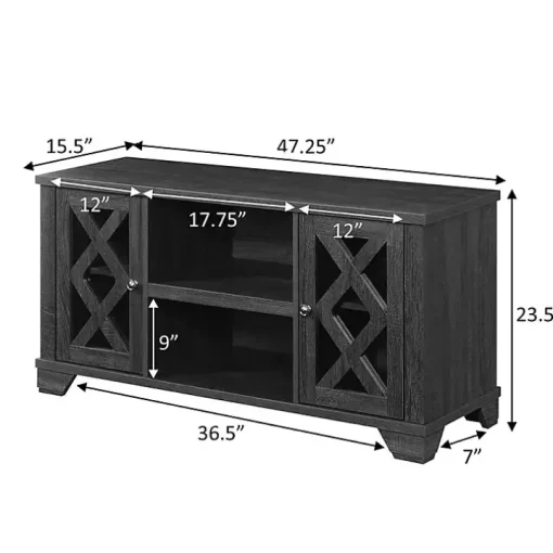 Gray Wood X Doors Media Cabinet