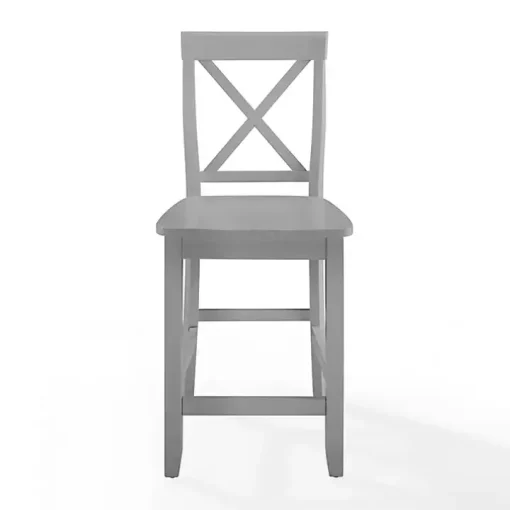 Gray Wood X-Back Counter Stools, Set of 2