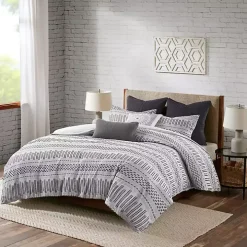 Gray Woven Jacquard California King Comforter Set