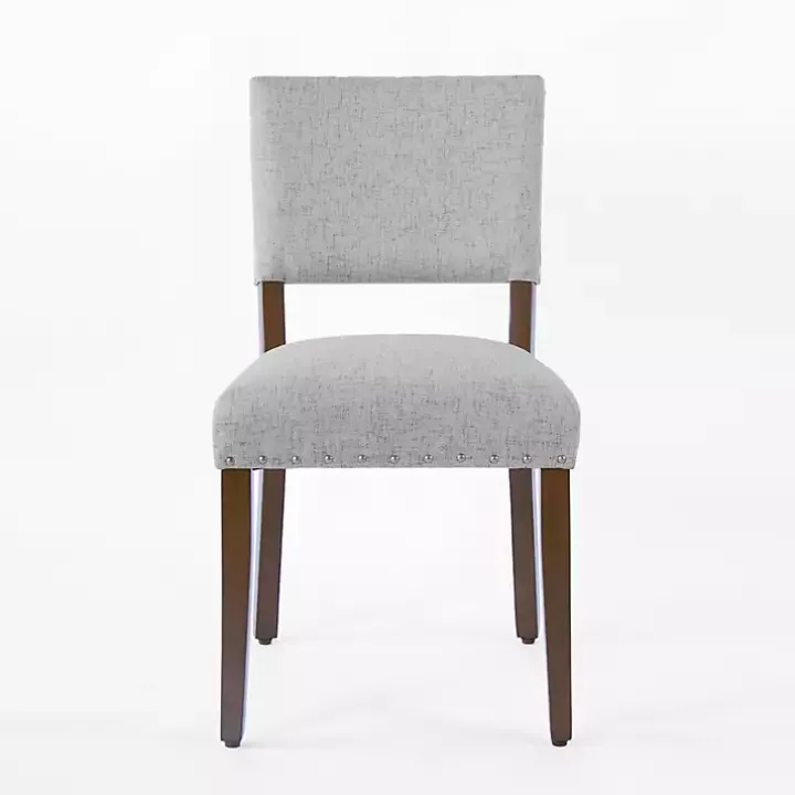 Gray Woven Upholstered Dining Chairs, Set of 2