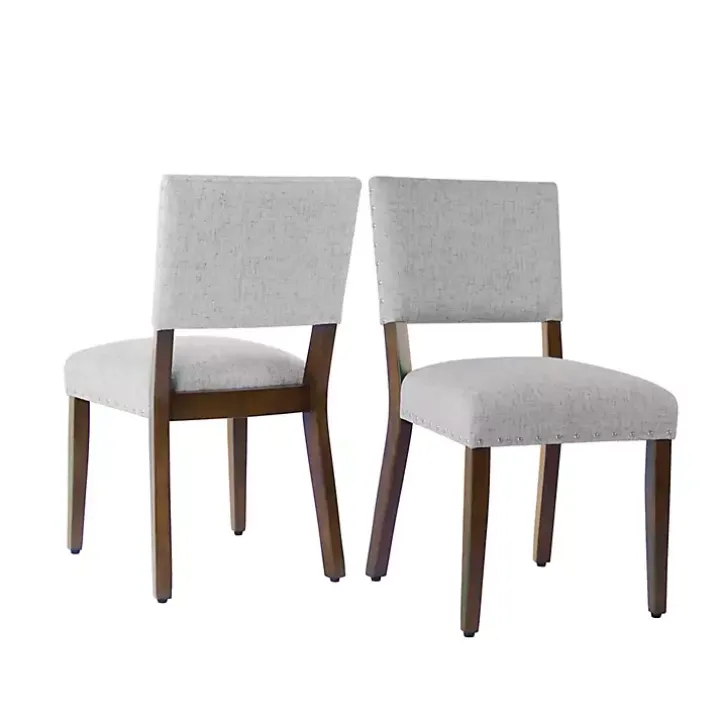 Gray Woven Upholstered Dining Chairs, Set of 2
