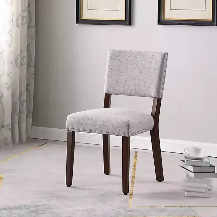 Gray Woven Upholstered Dining Chairs, Set of 2