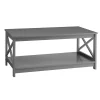 Gray X-Frame Single Shelf Coffee Table