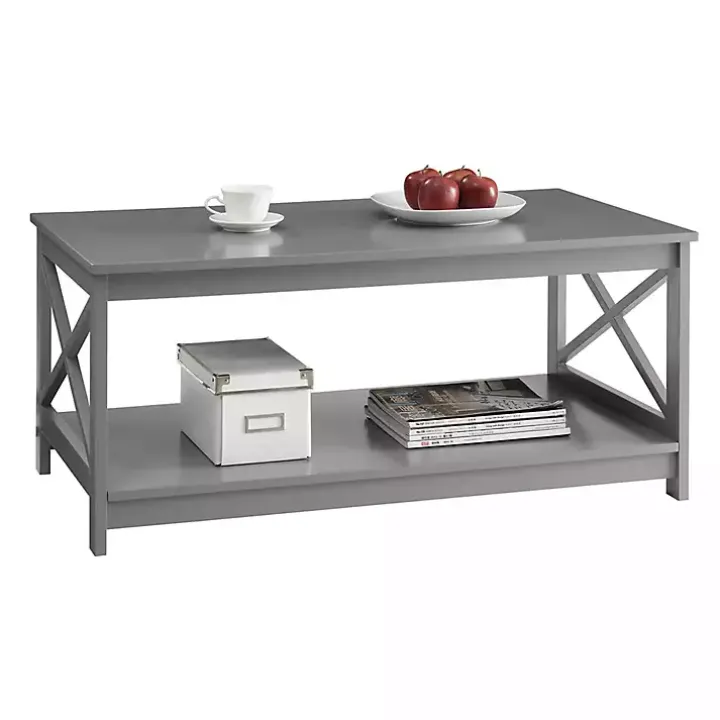 Gray X-Frame Single Shelf Coffee Table