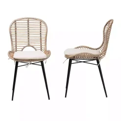 Graywash Rattan Brenna Dining Chairs, Set of 2