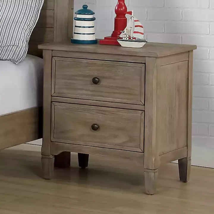Graywash Wood 2-Drawer Lyla Nightstand