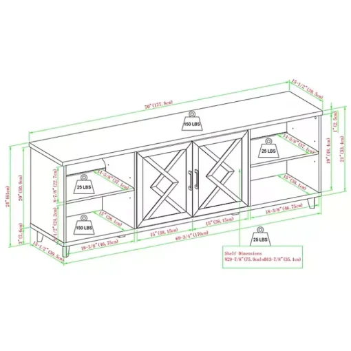 Graywash Wood Helix Open Shelf TV Stand