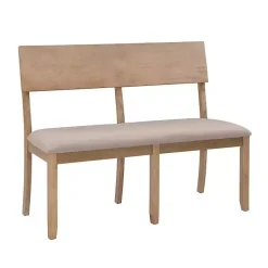 Graywash Wood Upholstered Jorissen Bench