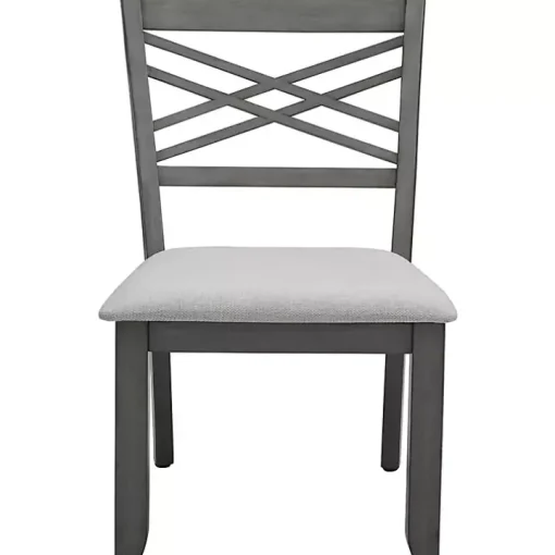 Graywash Wood X-Back Dining Chairs, Set of 2
