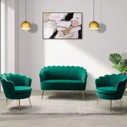 Green Donata Velvet Tufted Loveseat