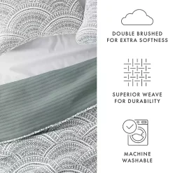 Green Scalloped Reversible 3-pc. Queen Quilt Set