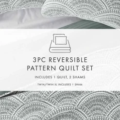 Green Scalloped Reversible 2-pc. Twin Quilt Set