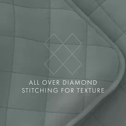 Green Stitched Diamond 3-pc. King Quilt Set