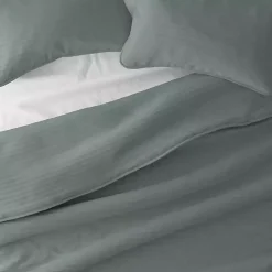 Green Stitched Stripes 3-pc. King Quilt Set