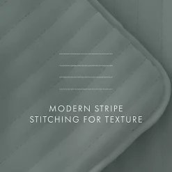 Green Stitched Stripes 3-pc. Queen Quilt Set