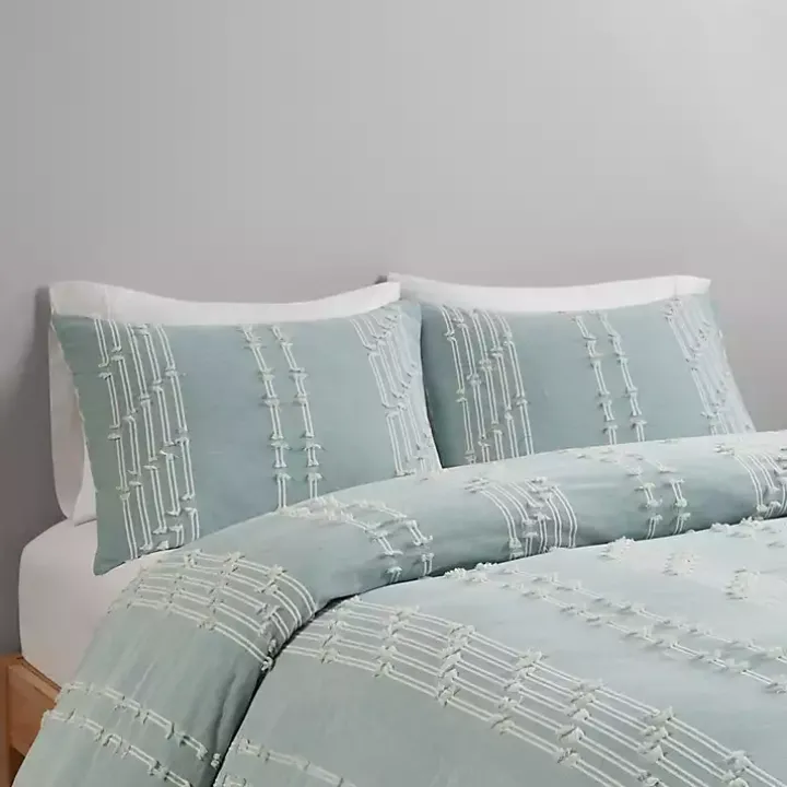 Green Stripe Diamond Full/Queen Comforter Set