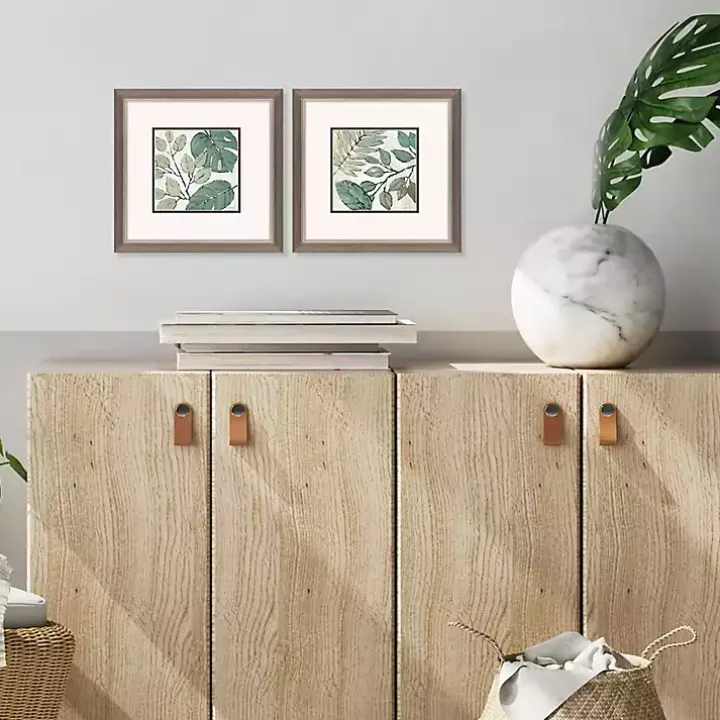 Green Summer Leaves Framed Art Prints, Set of 2