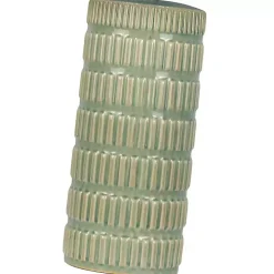 Green Textured Column Table Lamps, Set of 2