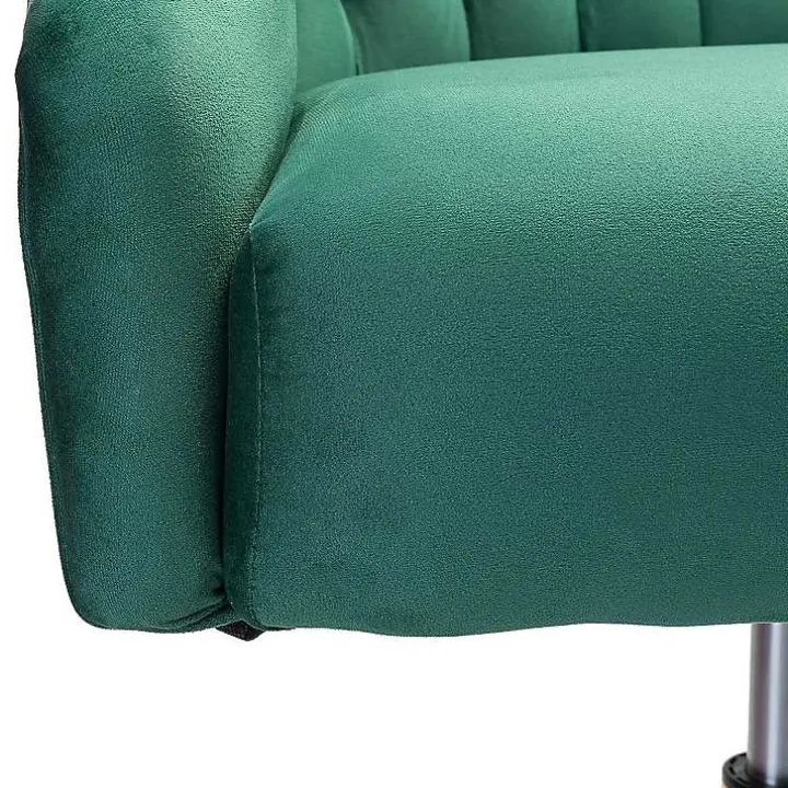 Green Velvet Tufted Golden Leg Swivel Office Chair