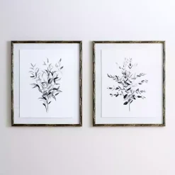 Greige Leaves II Bamboo Frame Art Print