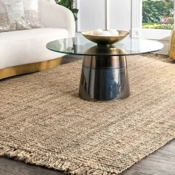 Hand Woven Chunky Loop Natural Jute Area Rug, 7x9