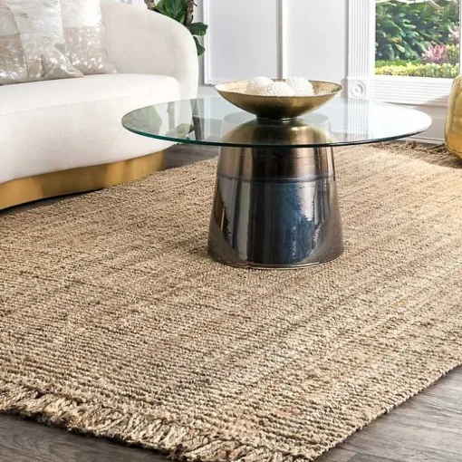 Hand Woven Chunky Loop Natural Jute Area Rug, 7x9