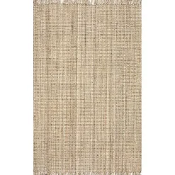 Hand Woven Chunky Loop Natural Jute Area Rug, 7x9