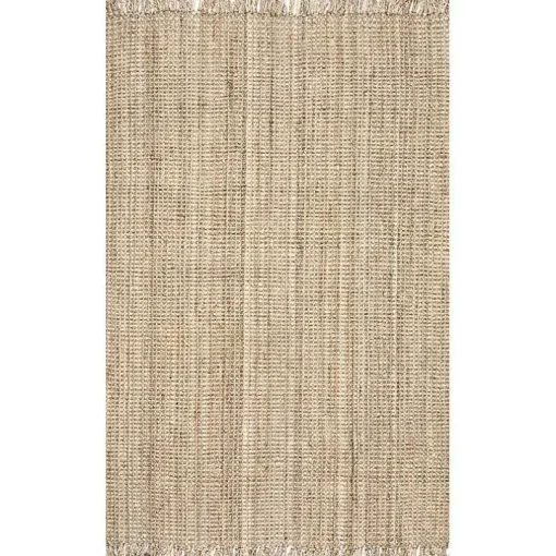 Hand Woven Chunky Loop Natural Jute Area Rug, 7x9