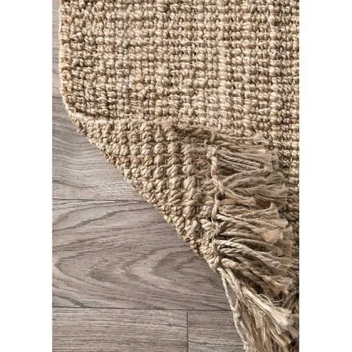 Hand Woven Chunky Loop Natural Jute Area Rug, 7x9