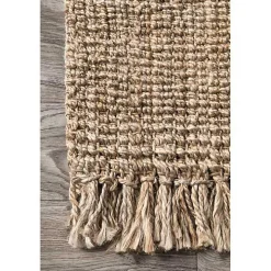 Hand Woven Chunky Loop Natural Jute Area Rug, 7x9