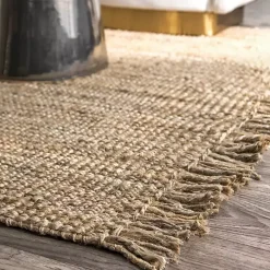 Hand Woven Chunky Loop Natural Jute Area Rug, 7x9