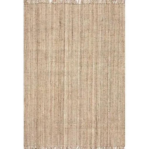 Hand Woven Looped Natural Jute Area Rug, 12x15