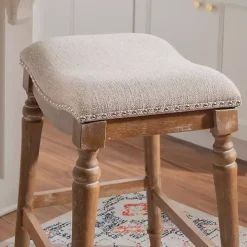 Hazelnut Upholstered Curved Seat Counter Stool
