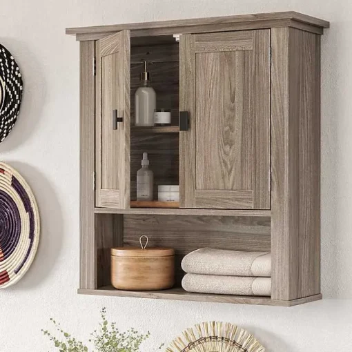 Honey Woodgrain Wall-Mounted Cabinet