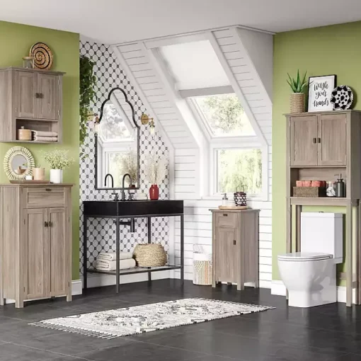 Honey Woodgrain Wall-Mounted Cabinet