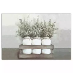 Horizontal Mason Jar Greenery Canvas Art Print