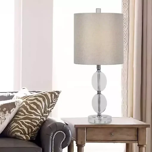 Hourglass Crystal and Silver Metal Table Lamp