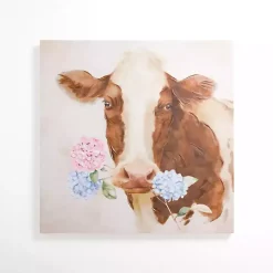 Hydrangea Cow Canvas Art Print