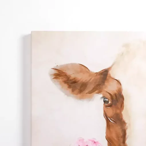 Hydrangea Cow Canvas Art Print