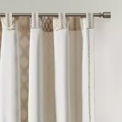 Imani Cream Chenille Stripe Curtain Panel, 84 in.