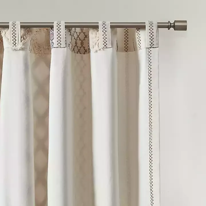 Imani Cream Chenille Stripe Curtain Panel, 84 in.